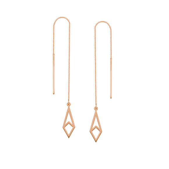 14K Solid Gold Harper Geometric Threader Earrings - Picture 3 of 3